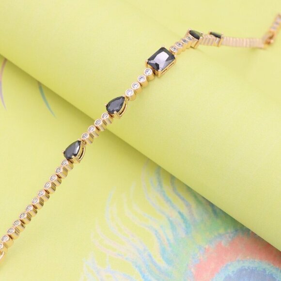 "Elegant Black & Clear Stone Rose Gold Bracelet, XPBL0824 - Picture 5 of 12